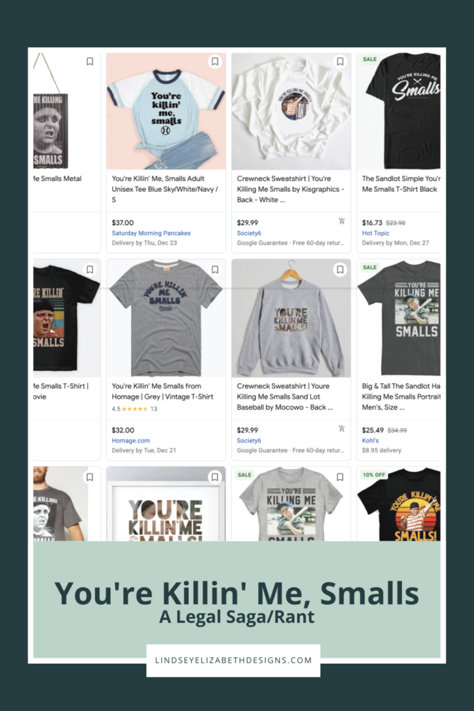 you're killin me smalls - a legal saga/rant cover image with google shopping search results for "you're killin me smalls"